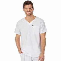 Men's Cuddl Duds® Scrubs Classic V-Neck Top With Pockets Navy Heather
