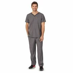 Men's Cuddl Duds® Scrubs Classic V-Neck Top With Pockets Navy Heather -Cuddl Duds shop unnamed file 2344