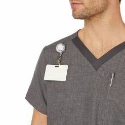 Men's Cuddl Duds® Scrubs Classic V-Neck Top With Pockets Navy Heather -Cuddl Duds shop unnamed file 2345