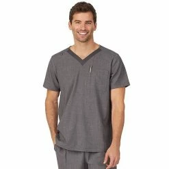 Men's Cuddl Duds® Scrubs Classic V-Neck Top With Pockets Navy Heather -Cuddl Duds shop unnamed file 2346