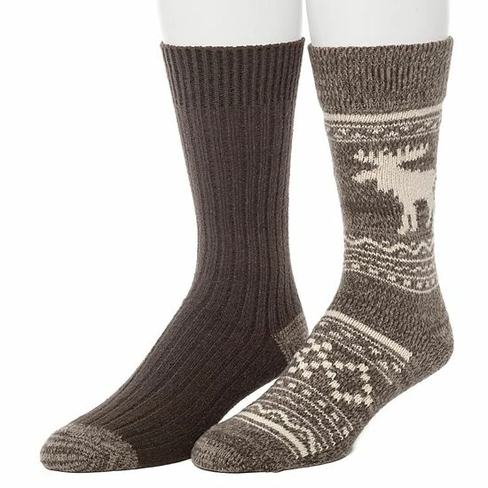 Men's ClimateSmart By Cuddl Duds 2-Pack Moose Stripe Crew Socks Black 3 Men's ClimateSmart By Cuddl Duds 2-Pack Moose Stripe Crew Socks Black - Image 3