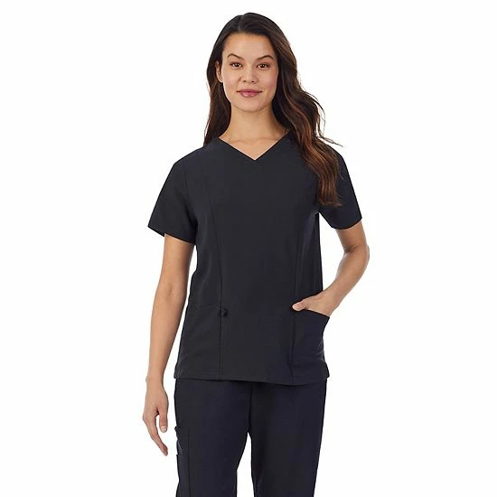 Petite Cuddl Duds® Scrubs V-Neck Top With 3 Pockets Black 6 Petite Cuddl Duds® Scrubs V-Neck Top With 3 Pockets Black - Image 6