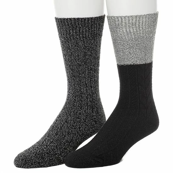 Men's ClimateSmart by Cuddl Duds 2-Pack Cable Colorblock Crew Socks Grey Navy Men's ClimateSmart By Cuddl Duds 2-Pack Cable Colorblock Crew Socks Grey Navy -Cuddl Duds shop unnamed file 2444
