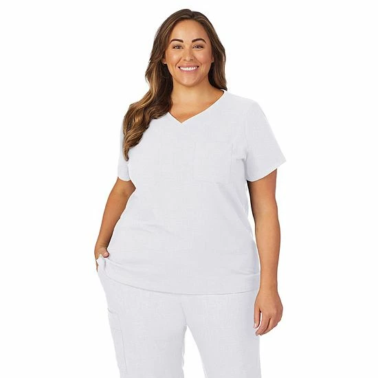 Plus Size Cuddl Duds® Scrubs Classic V-Neck Top Cameo Pink Heather 1 Plus Size Cuddl Duds® Scrubs Classic V-Neck Top Cameo Pink Heather