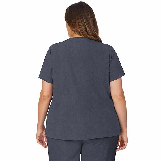 Plus Size Cuddl Duds® Scrubs Classic V-Neck Top Cameo Pink Heather 2 Plus Size Cuddl Duds® Scrubs Classic V-Neck Top Cameo Pink Heather - Image 2