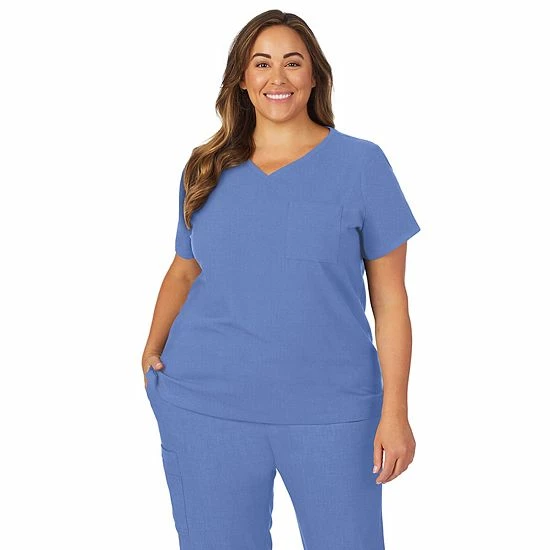 Plus Size Cuddl Duds® Scrubs Classic V-Neck Top Cameo Pink Heather 7 Plus Size Cuddl Duds® Scrubs Classic V-Neck Top Cameo Pink Heather - Image 7