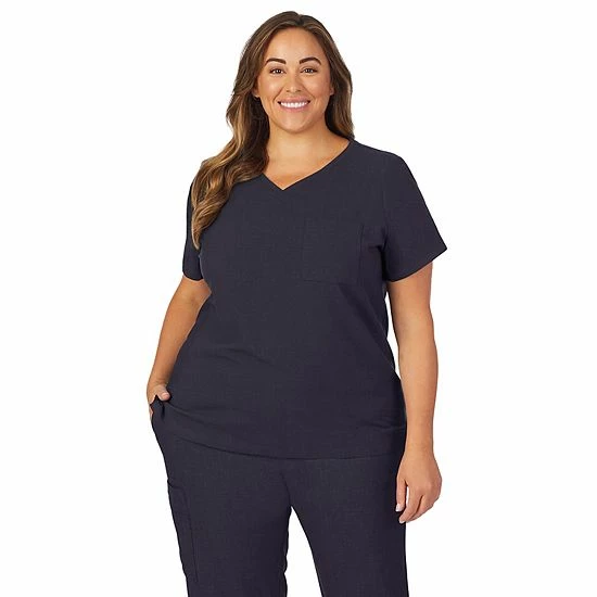 Plus Size Cuddl Duds® Scrubs Classic V-Neck Top Cameo Pink Heather 10 Plus Size Cuddl Duds® Scrubs Classic V-Neck Top Cameo Pink Heather - Image 10