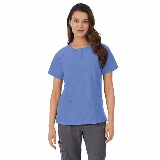 Petite Cuddl Duds® Scrubs Top With 2 Pockets Navy Heather 8 Petite Cuddl Duds® Scrubs Top With 2 Pockets Navy Heather - Image 8