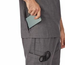 Men's Cuddl Duds® Scrubs Classic V-Neck Top With Zip Back Pocket White -Cuddl Duds shop unnamed file 2514