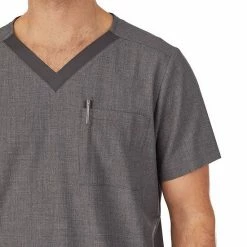 Men's Cuddl Duds® Scrubs Classic V-Neck Top With Zip Back Pocket White -Cuddl Duds shop unnamed file 2515