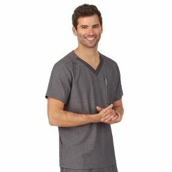 Men's Cuddl Duds® Scrubs Classic V-Neck Top With Zip Back Pocket White -Cuddl Duds shop unnamed file 2518