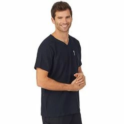 Men's Cuddl Duds® Scrubs Classic V-Neck Top With Zip Back Pocket White -Cuddl Duds shop unnamed file 2519