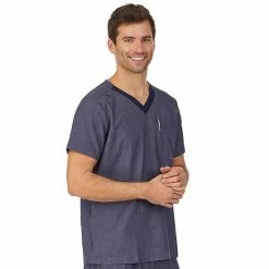 Men's Cuddl Duds® Scrubs Classic V-Neck Top With Zip Back Pocket White -Cuddl Duds shop unnamed file 2520