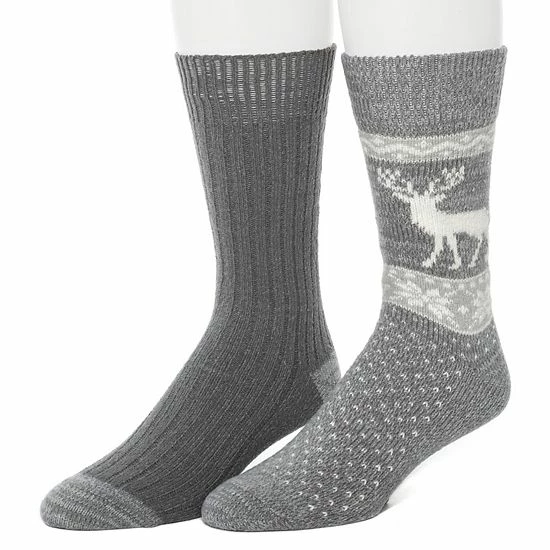 Men's ClimateSmart By Cuddl Duds 2-Pack Deer Fairisle Crew Socks Peacoat Blue 1 Men's ClimateSmart By Cuddl Duds 2-Pack Deer Fairisle Crew Socks Peacoat Blue