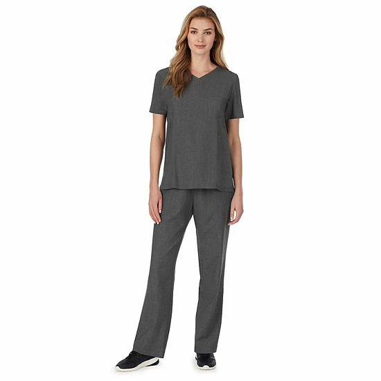 Petite Cuddl Duds® Scrubs Classic V-Neck Top Cameo Pink Heather 3 Petite Cuddl Duds® Scrubs Classic V-Neck Top Cameo Pink Heather - Image 3
