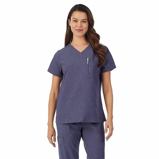 Petite Cuddl Duds® Scrubs Classic V-Neck Top Cameo Pink Heather 7 Petite Cuddl Duds® Scrubs Classic V-Neck Top Cameo Pink Heather - Image 7