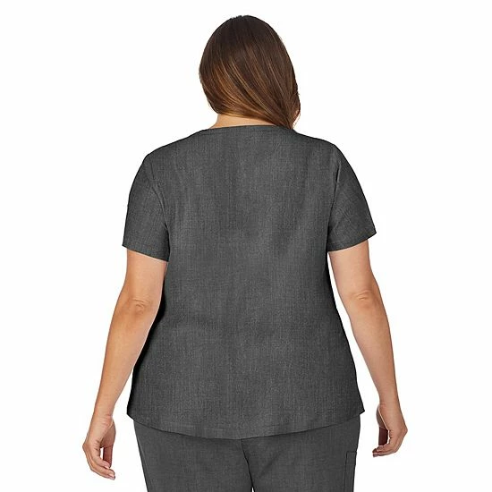 Plus Size Cuddl Duds® Scrubs Henley Top With 2 Pockets Charcoal Heather Gray 2 Plus Size Cuddl Duds® Scrubs Henley Top With 2 Pockets Charcoal Heather Gray - Image 2