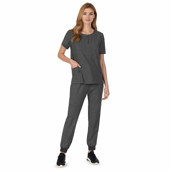 Plus Size Cuddl Duds® Scrubs Henley Top With 2 Pockets Charcoal Heather Gray 4 Plus Size Cuddl Duds® Scrubs Henley Top With 2 Pockets Charcoal Heather Gray - Image 4