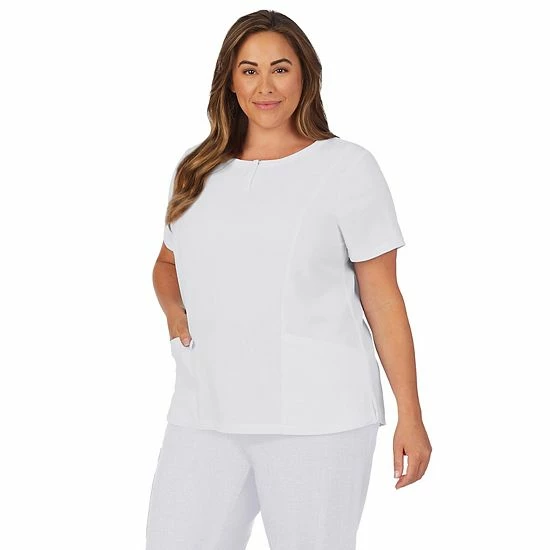 Plus Size Cuddl Duds® Scrubs Henley Top With 2 Pockets Charcoal Heather Gray 6 Plus Size Cuddl Duds® Scrubs Henley Top With 2 Pockets Charcoal Heather Gray - Image 6