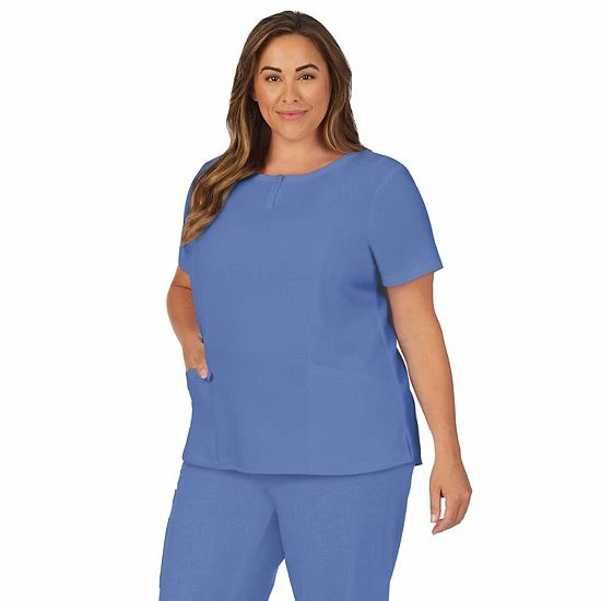 Plus Size Cuddl Duds® Scrubs Henley Top With 2 Pockets Charcoal Heather Gray 7 Plus Size Cuddl Duds® Scrubs Henley Top With 2 Pockets Charcoal Heather Gray - Image 7