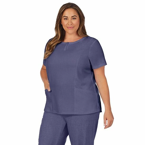 Plus Size Cuddl Duds® Scrubs Henley Top With 2 Pockets Charcoal Heather Gray 8 Plus Size Cuddl Duds® Scrubs Henley Top With 2 Pockets Charcoal Heather Gray - Image 8