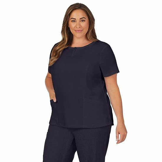 Plus Size Cuddl Duds® Scrubs Henley Top With 2 Pockets Charcoal Heather Gray 9 Plus Size Cuddl Duds® Scrubs Henley Top With 2 Pockets Charcoal Heather Gray - Image 9