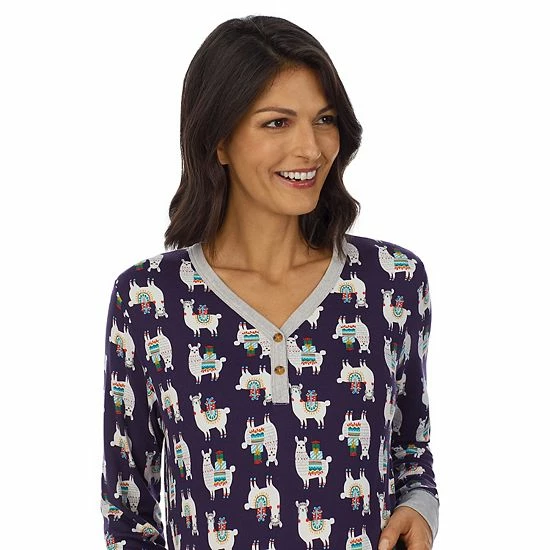 Maternity Cuddl Duds® Henley Pajama Top & Jogger Pajama Pants Set Black Stars 4 Maternity Cuddl Duds® Henley Pajama Top & Jogger Pajama Pants Set Black Stars - Image 4