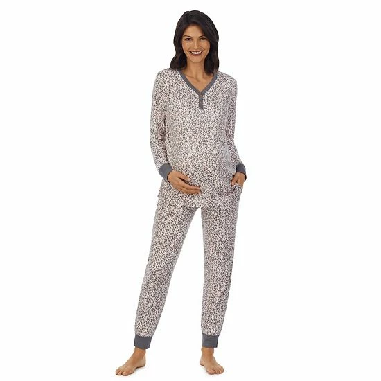 Maternity Cuddl Duds® Henley Pajama Top & Jogger Pajama Pants Set Black Stars 7 Maternity Cuddl Duds® Henley Pajama Top & Jogger Pajama Pants Set Black Stars - Image 7