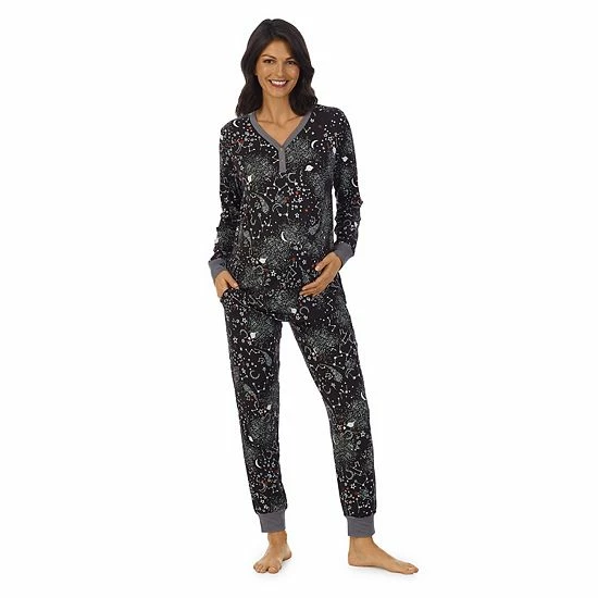 Maternity Cuddl Duds® Henley Pajama Top & Jogger Pajama Pants Set Black Stars 9 Maternity Cuddl Duds® Henley Pajama Top & Jogger Pajama Pants Set Black Stars - Image 9