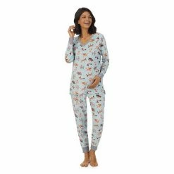 Maternity Cuddl Duds® Velour Fleece V-Neck Pajama Top & Pajama Jogger Pants Sleep Set Mint Dogs -Cuddl Duds shop unnamed file 2571