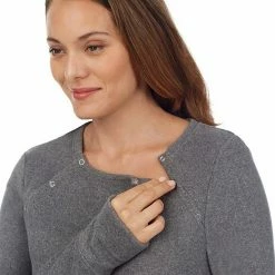 Maternity Cuddl Duds® Fleecewear With Stretch Snap Front Crewneck Top Green -Cuddl Duds shop unnamed file 2596