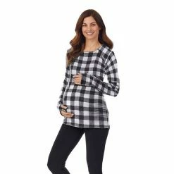Maternity Cuddl Duds® Fleecewear With Stretch Snap Front Crewneck Top Green -Cuddl Duds shop unnamed file 2597