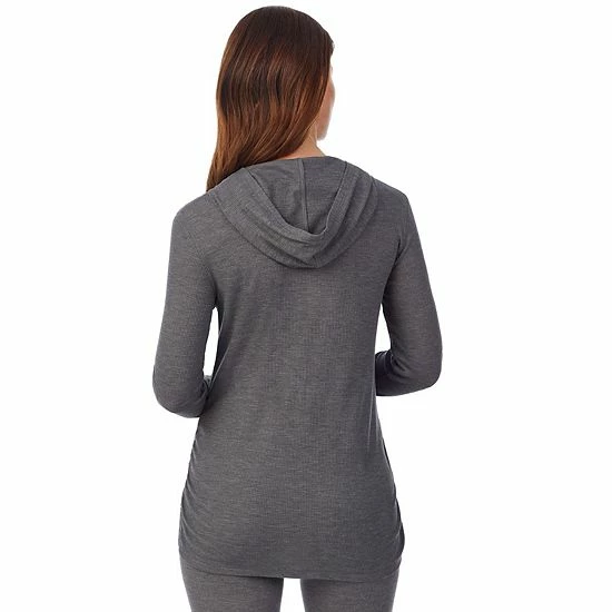 Maternity Cuddl Duds® Stretch Thermal Long Sleeve Hoodie Gray 2 Maternity Cuddl Duds® Stretch Thermal Long Sleeve Hoodie Gray - Image 2
