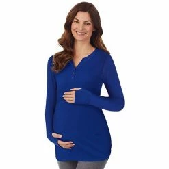 Maternity Cuddl Duds® Stretch Thermal Long Sleeve Splitneck Henley Top Blue 6 Maternity Cuddl Duds® Stretch Thermal Long Sleeve Splitneck Henley Top Blue -Cuddl Duds shop unnamed file 2609