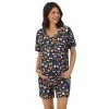 Maternity Cuddl Duds Cozy Short-Sleeve Top & Bermuda Pajama Set Periwinkle Cat