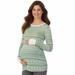 Maternity Cuddl Duds® Stretch Thermal Long Sleeve Ballet Top Gray Fairisle -Cuddl Duds shop unnamed file 2622