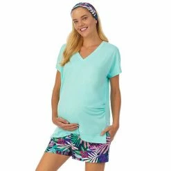 Maternity Cuddl Duds® 3-piece Headband, Pajama Top, & Pajama Boxer Shorts Set Tropical -Cuddl Duds shop unnamed file 2654
