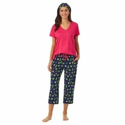 Women's Cuddl Duds® 3-Piece Pajama Top, Pajama Capri Pants & Headband Sleep Set Black Floral -Cuddl Duds shop unnamed file 2701