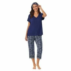 Women's Cuddl Duds® 3-Piece Pajama Top, Pajama Capri Pants & Headband Sleep Set Black Floral -Cuddl Duds shop unnamed file 2702