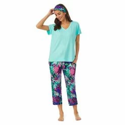 Women's Cuddl Duds® 3-Piece Pajama Top, Pajama Capri Pants & Headband Sleep Set Black Floral -Cuddl Duds shop unnamed file 2704