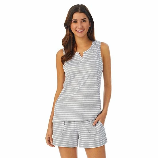 Women's Cuddl Duds® Far-Infrared Enhance Short Sleeve Pajama Tank Top & Pajama Shorts Sleep Set Gray Stripe 6 Women's Cuddl Duds® Far-Infrared Enhance Short Sleeve Pajama Tank Top & Pajama Shorts Sleep Set Gray Stripe - Image 6