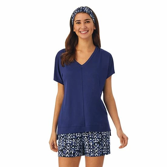 Women's Cuddl Duds® 3-Piece Pajama Top, Pajama Boxer Shorts & Headband Sleep Set Coral Floral 1 Women's Cuddl Duds® 3-Piece Pajama Top, Pajama Boxer Shorts & Headband Sleep Set Coral Floral