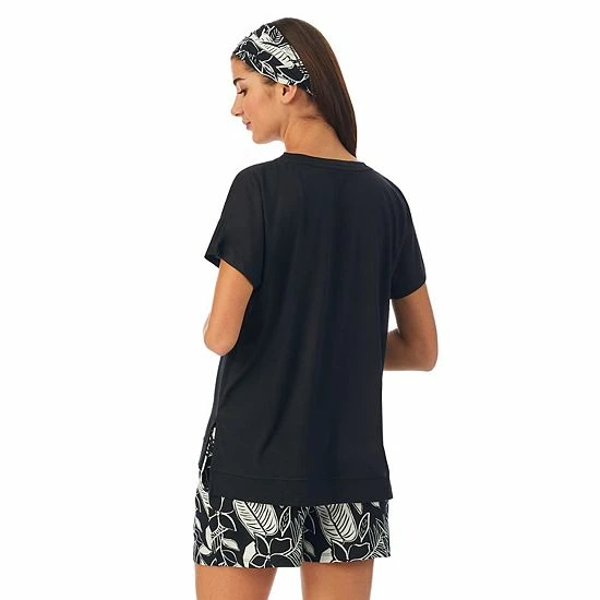 Women's Cuddl Duds® 3-Piece Pajama Top, Pajama Boxer Shorts & Headband Sleep Set Coral Floral 2 Women's Cuddl Duds® 3-Piece Pajama Top, Pajama Boxer Shorts & Headband Sleep Set Coral Floral - Image 2