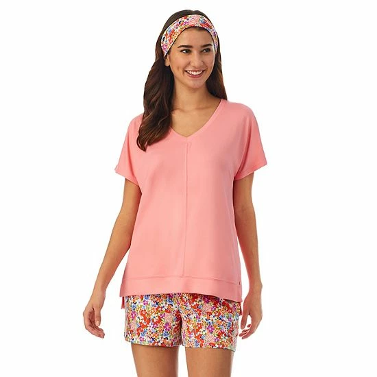 Women's Cuddl Duds® 3-Piece Pajama Top, Pajama Boxer Shorts & Headband Sleep Set Coral Floral 7 Women's Cuddl Duds® 3-Piece Pajama Top, Pajama Boxer Shorts & Headband Sleep Set Coral Floral - Image 7