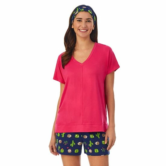 Women's Cuddl Duds® 3-Piece Pajama Top, Pajama Boxer Shorts & Headband Sleep Set Coral Floral 8 Women's Cuddl Duds® 3-Piece Pajama Top, Pajama Boxer Shorts & Headband Sleep Set Coral Floral - Image 8