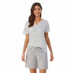 Women's Cuddl Duds® Far-Infrared Enhance Short Sleeve Pajama Top & Pajama Shorts Sleep Set Gray White Stripe 11 Women's Cuddl Duds® Far-Infrared Enhance Short Sleeve Pajama Top & Pajama Shorts Sleep Set Gray White Stripe -Cuddl Duds shop unnamed file 2724