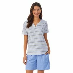 Women's Cuddl Duds® Far-Infrared Enhance Short Sleeve Pajama Top & Pajama Shorts Sleep Set Gray White Stripe 15 Women's Cuddl Duds® Far-Infrared Enhance Short Sleeve Pajama Top & Pajama Shorts Sleep Set Gray White Stripe -Cuddl Duds shop unnamed file 2728