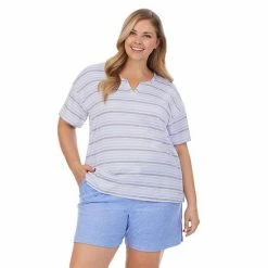 Plus Size Cuddl Duds® Far-Infrared Enhance Short Sleeve Pajama Top & Pajama Shorts Sleep Set Gray White Stripe 2 Plus Size Cuddl Duds® Far-Infrared Enhance Short Sleeve Pajama Top & Pajama Shorts Sleep Set Gray White Stripe -Cuddl Duds shop unnamed file 2752
