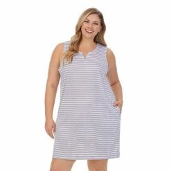 Plus Size Cuddl Duds® Far-Infrared Enhance Sleeveless Sleepshirt Blue Stripe -Cuddl Duds shop unnamed file 2768