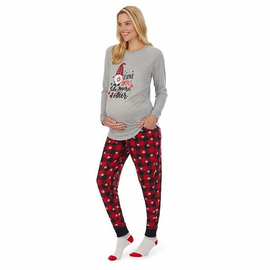 Maternity Cuddl Duds® 3-piece Sweater Knit Pajama Pants, Pajama Top & Socks Set Classic Plaid 3 Maternity Cuddl Duds® 3-piece Sweater Knit Pajama Pants, Pajama Top & Socks Set Classic Plaid - Image 3
